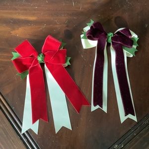 Crushed velvet hair bow bundle | girl barrette | Christmas Holiday winter fall